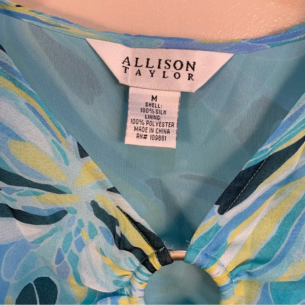 Allison Taylor VTG y2k Printed 100% Silk Blouse - Picture 6 of 14